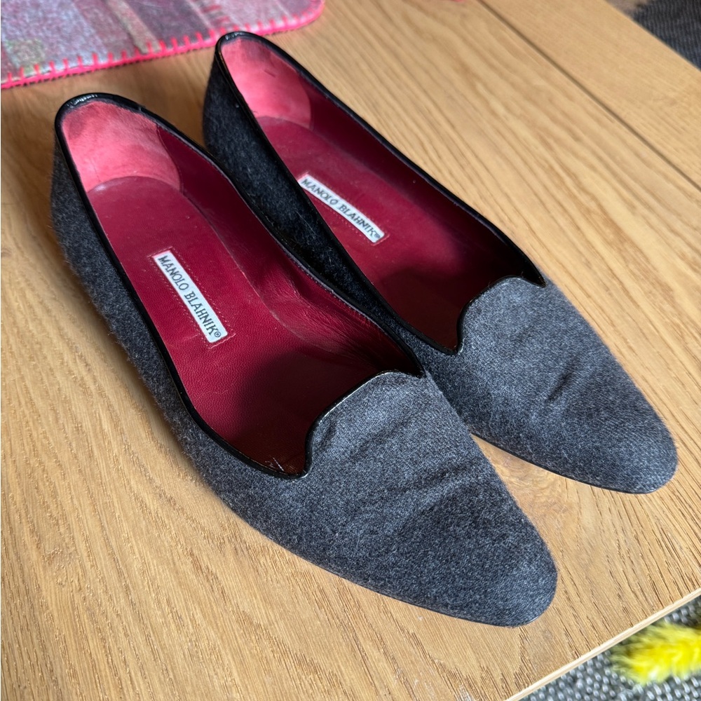 Manolo Blahnik Charcoal Gray Flats